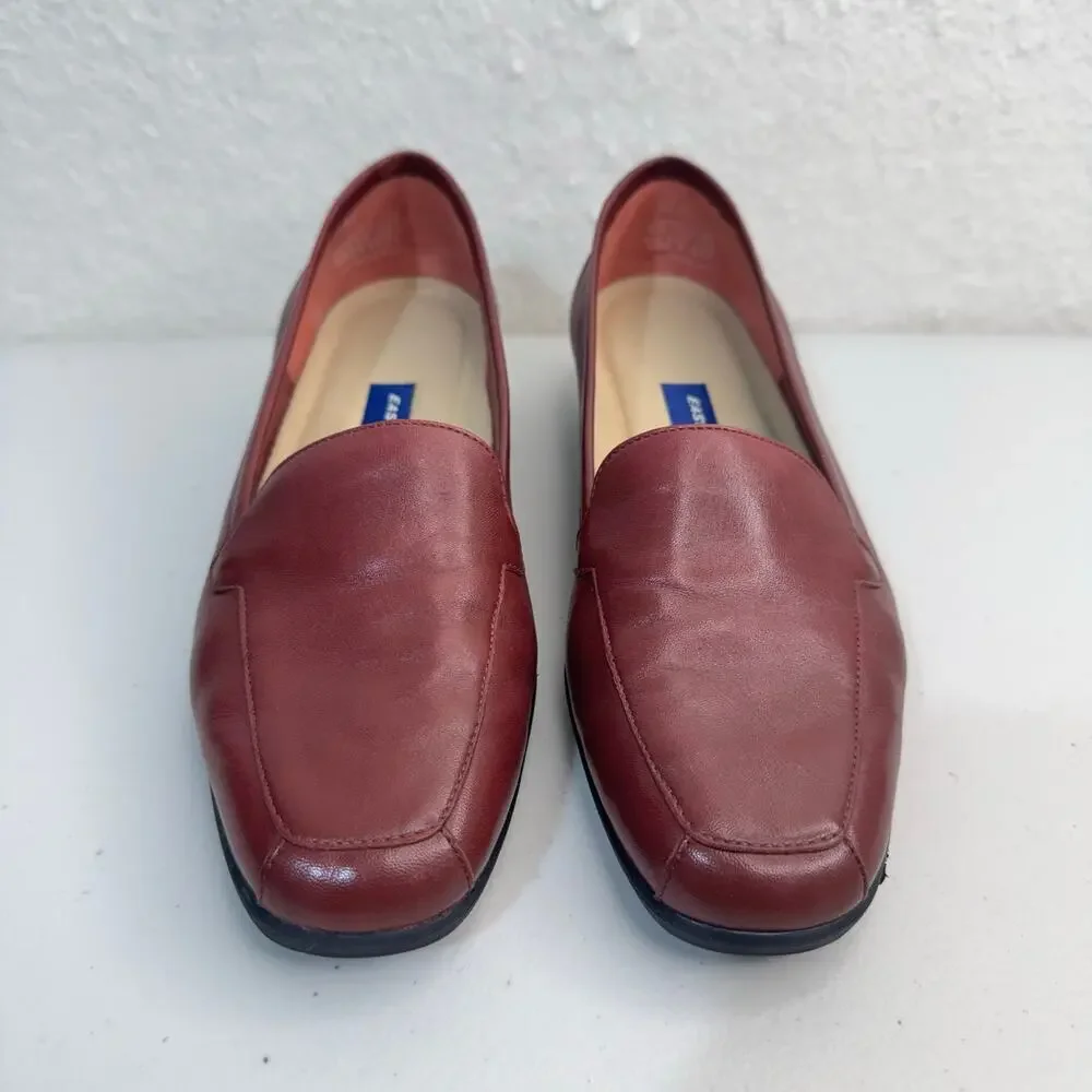Easy Spirit Devitt Classic Loafer Congo/Red Leather Slip-On Comfort Shoe Size 10